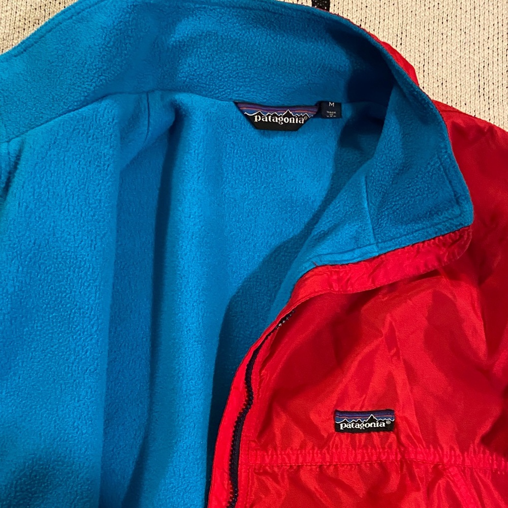 Patagonia Bomber Jacket Medium Green Shelled Synchilla Vtg USA Fleece Lined 90s - Picture 2 of 3